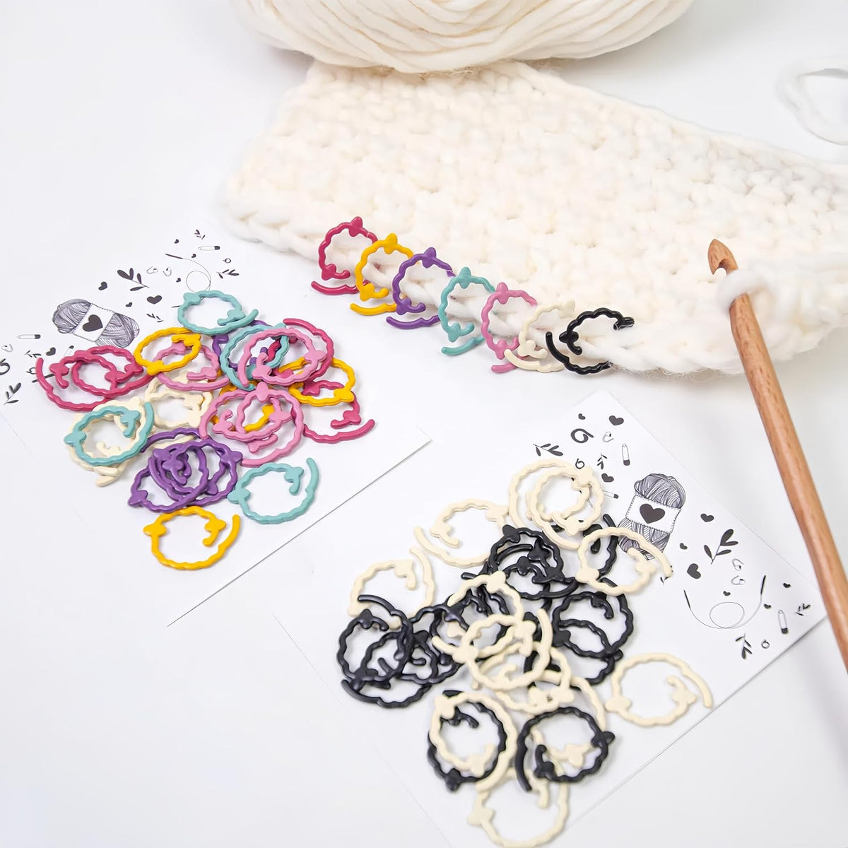 Wonafa 24 Pcs Stitch Markers for Crocheting,Colorful Crochet Stitch