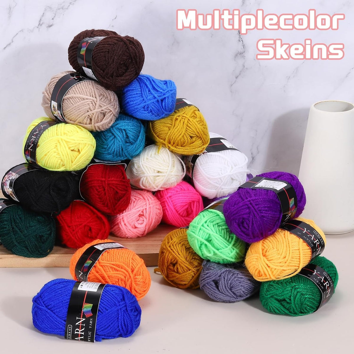 MECCANIXITY 2PCS 4 Ply Crocheting Yarn Light Sapphire/Golden Yellow