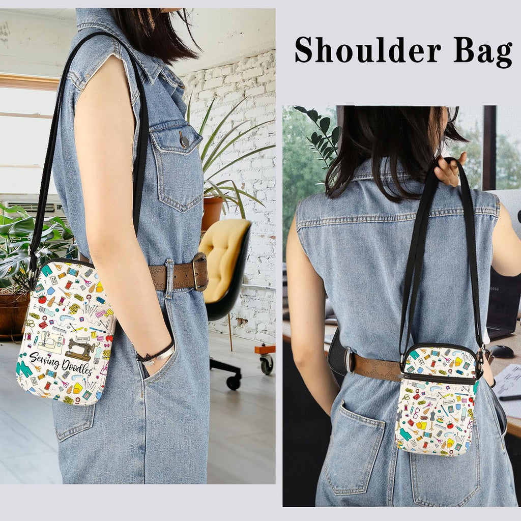 GJTIM Sewing Gift for Women Sewing Project Bag Sewing Doodles Zipper
