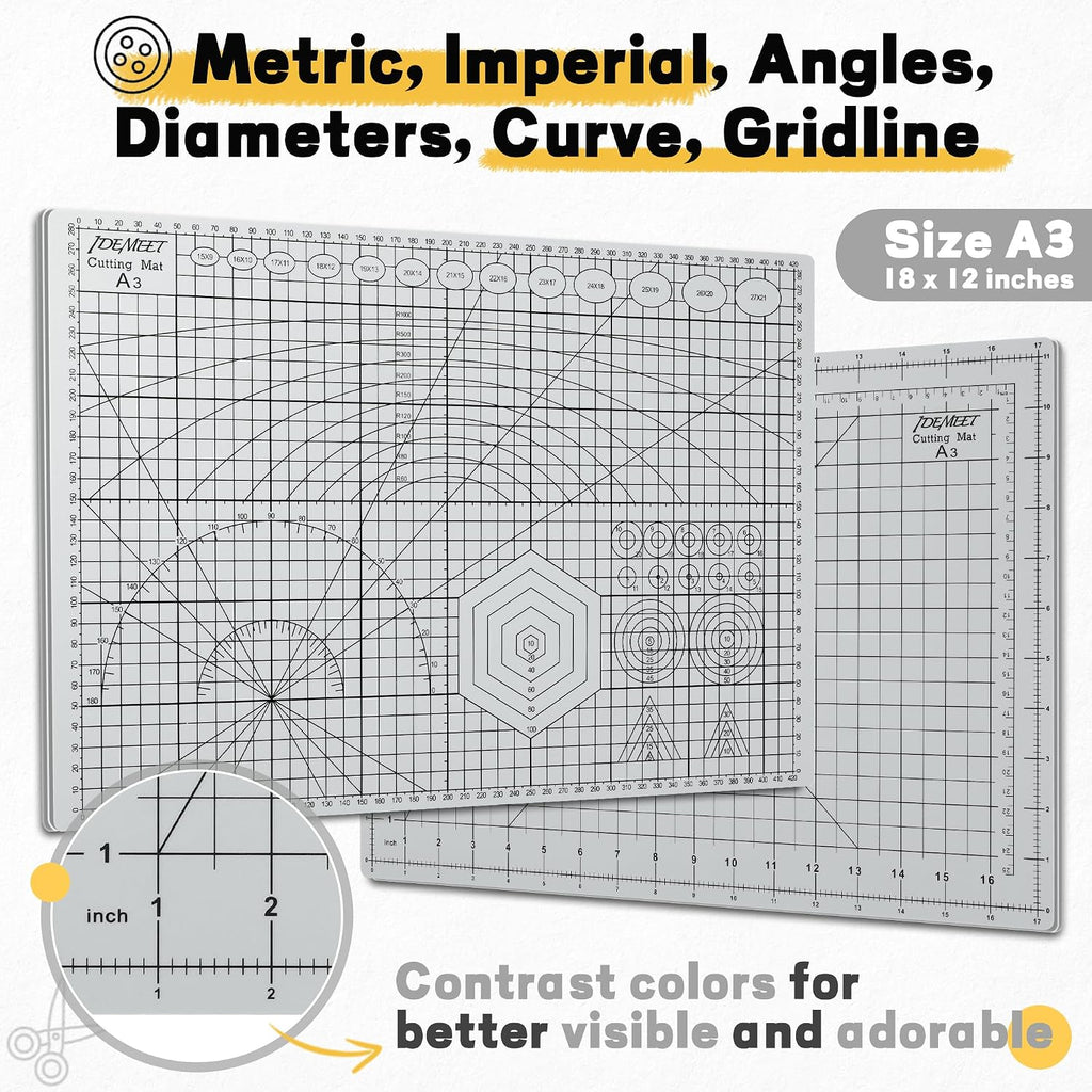 Self Healing Cutting Mat 18" x 12", A3 Double-Sided for Sewing &