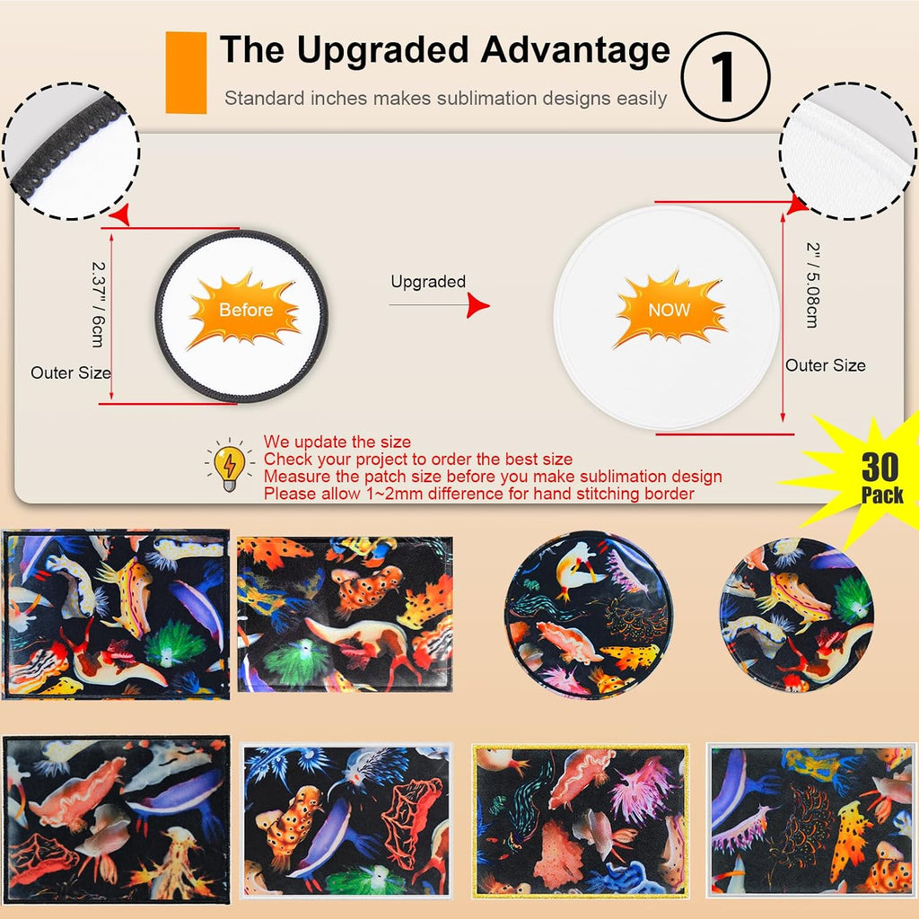 Sublimation Patches - Upgraded Flat White Border Patches - Small Iron