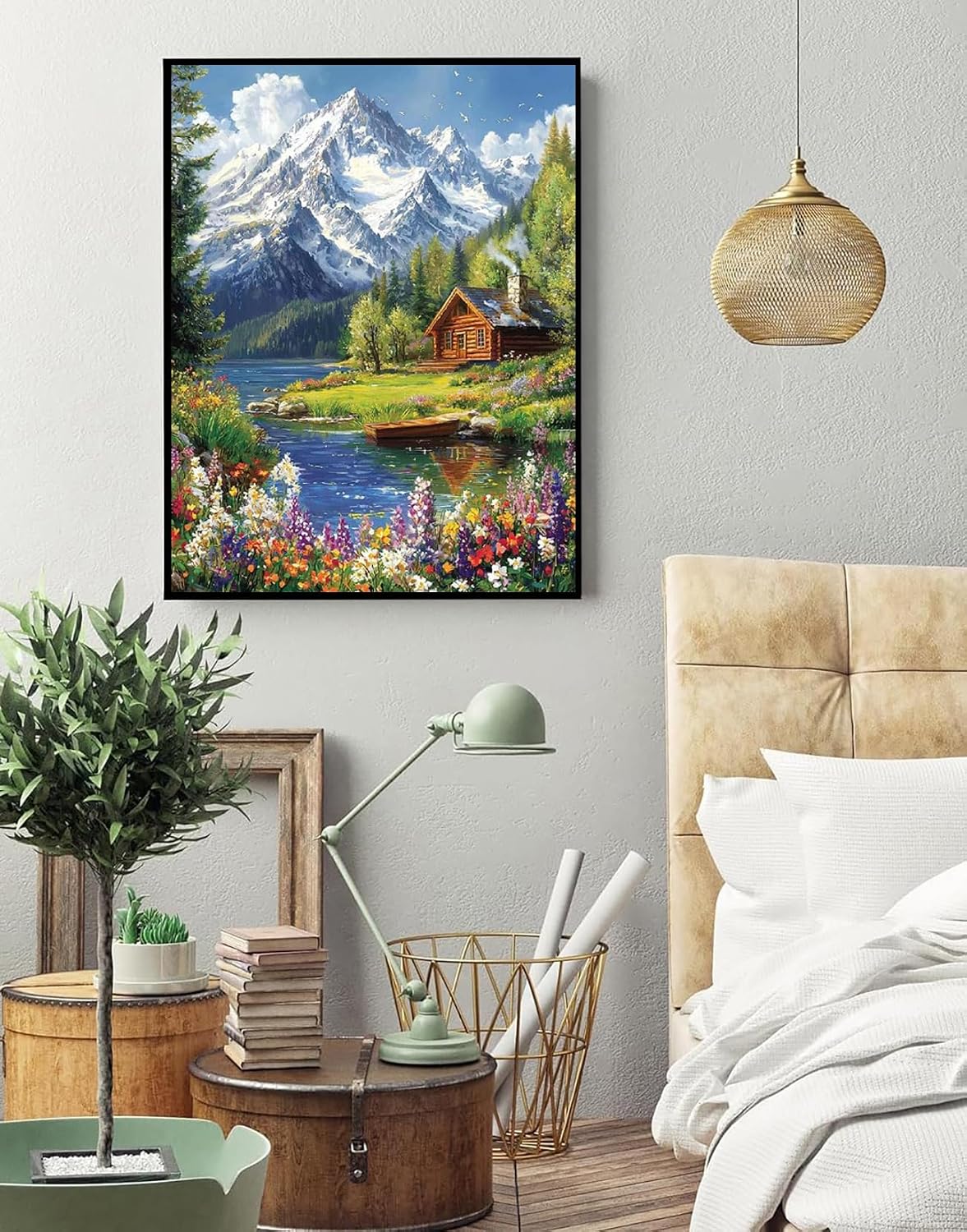 Eiazuiks Stamping Cross Stitch Kit, Snow Mountain Counting Cross