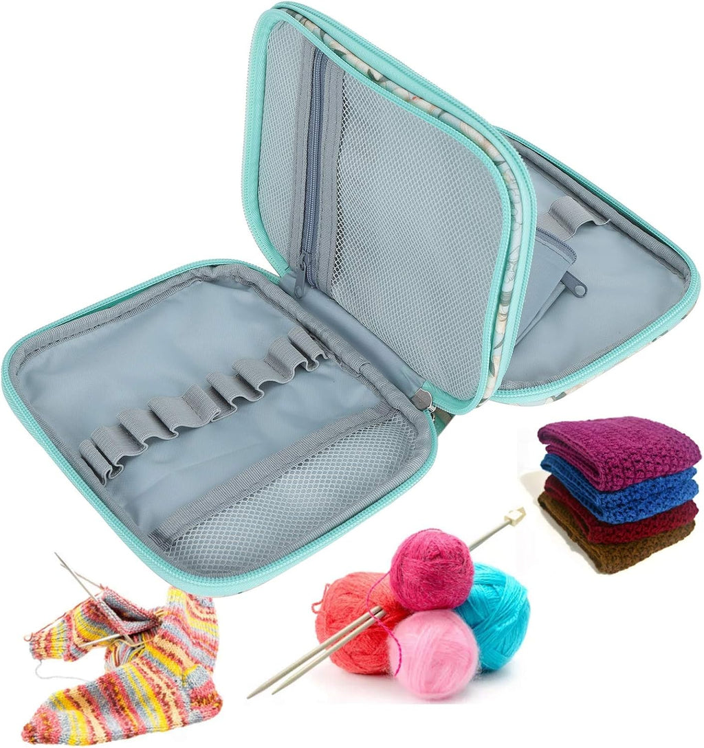 HEEPDD Crochet Hook Organizer Bag, Portable Double Zipper Storage Case