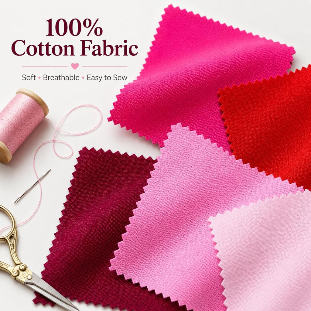 Pink Red Fabric Squares 5 x 5 Inch, Solid Cotton Precut Quilt Fabric
