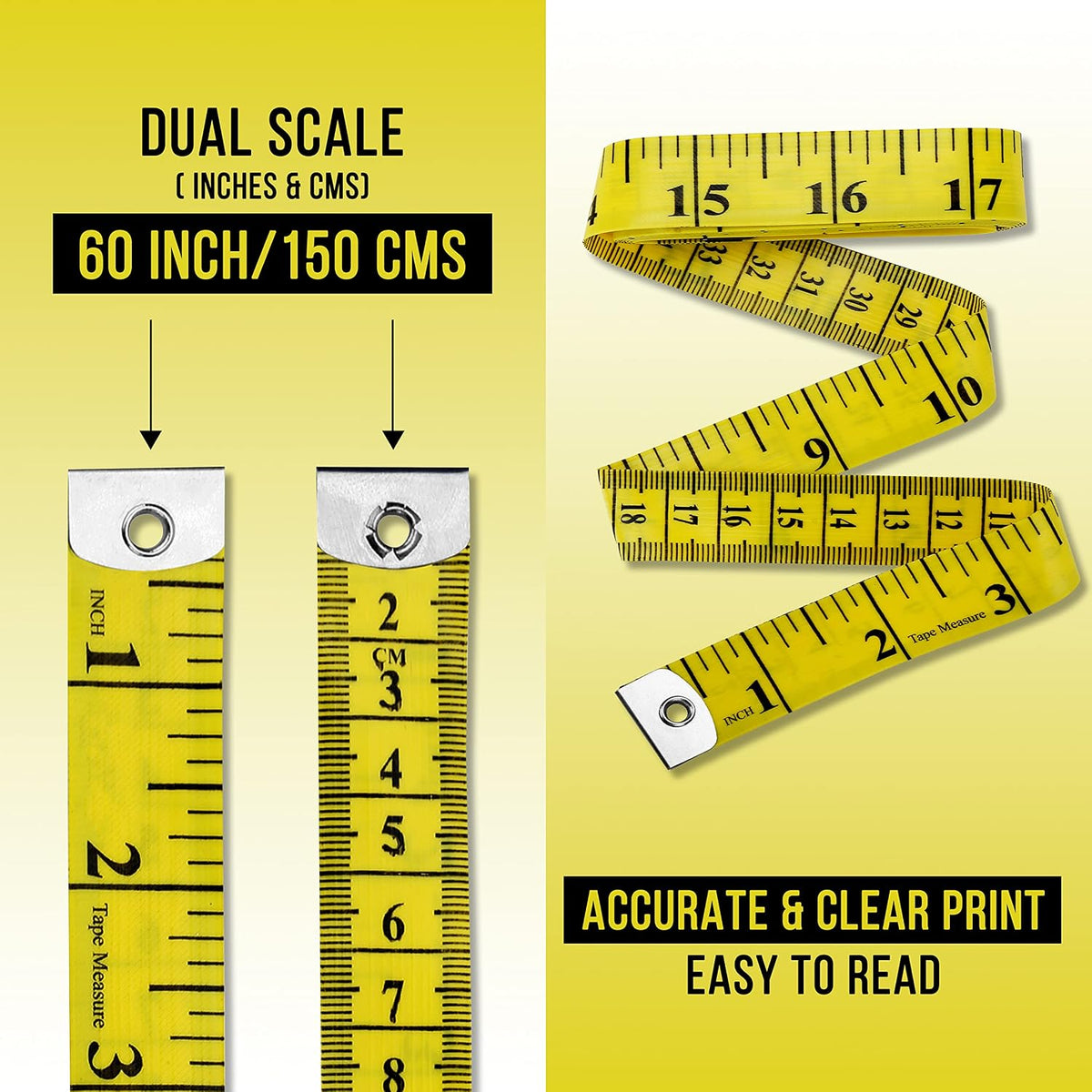 Pack of 2 Fabric Tape Measure, Measuring Tape for Body |Soft Measuring