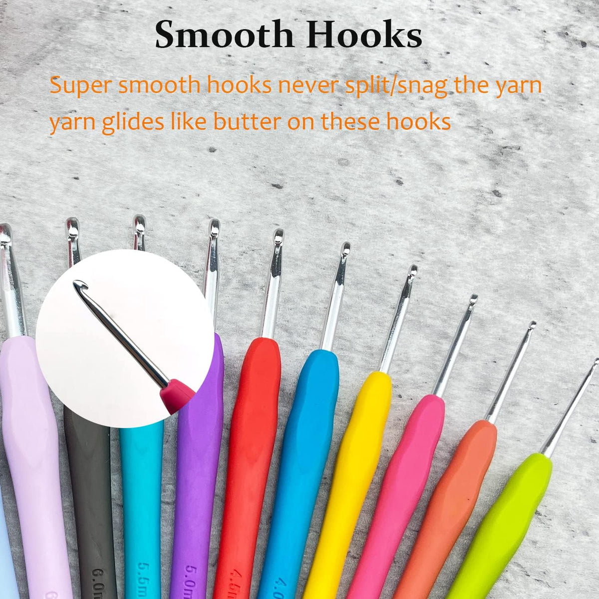 Mdoker Size B/1(2mm) Crochet Hook,Extra Long Crochet Hooks for
