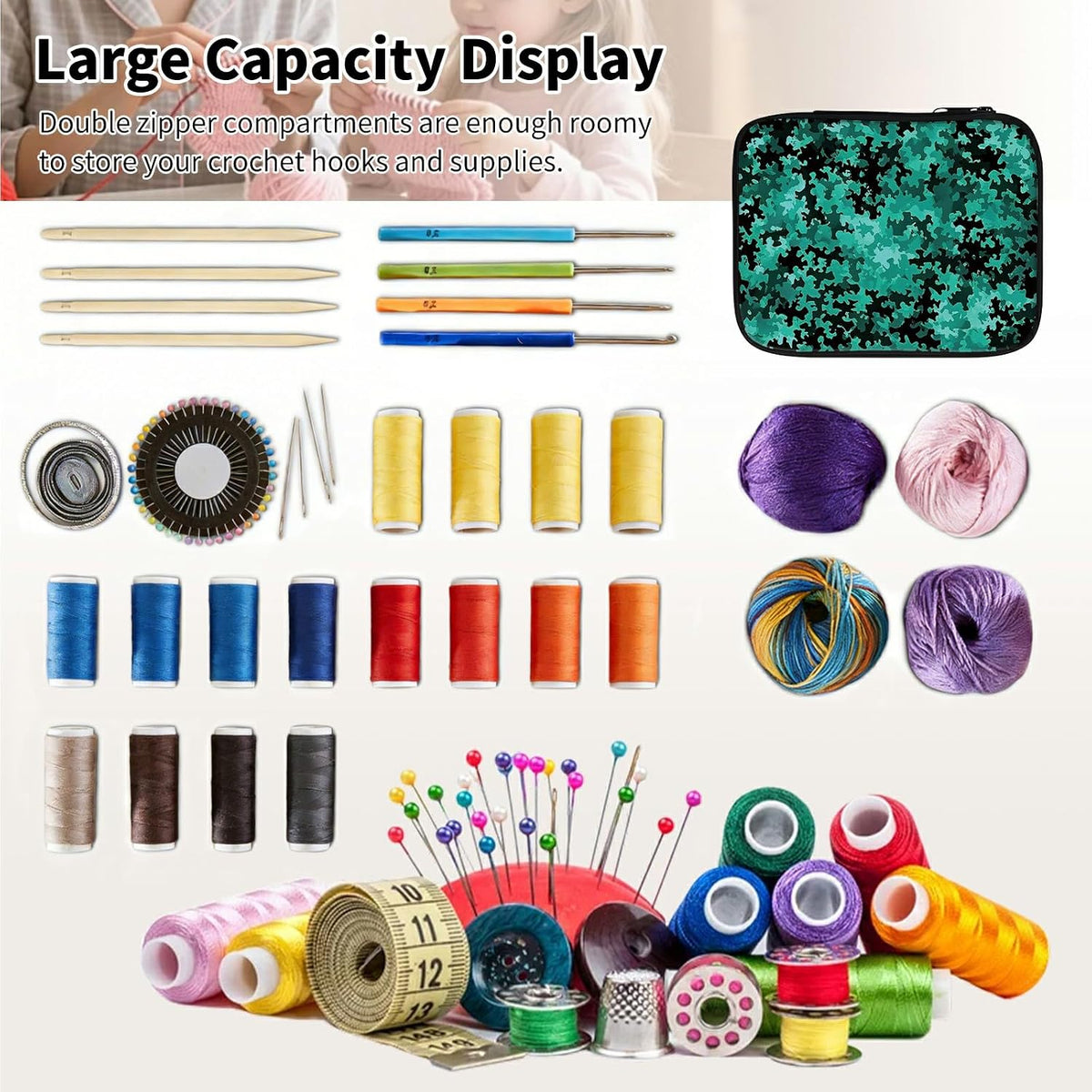 Crochet Hook Case Organizer Only, Zippered Crochet Hook Storage Bag