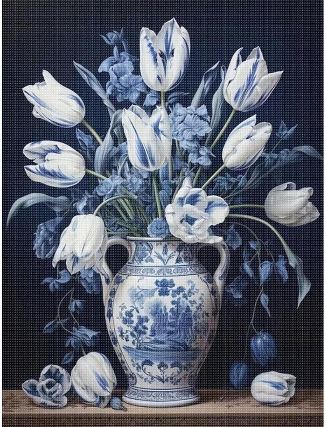 Vase Stamped Cross Stitch Kit for Adults - 11CT Printed Embroidery