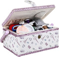 Large Wooden Sewing Basket with Accessories Sew Storage Organizer Box