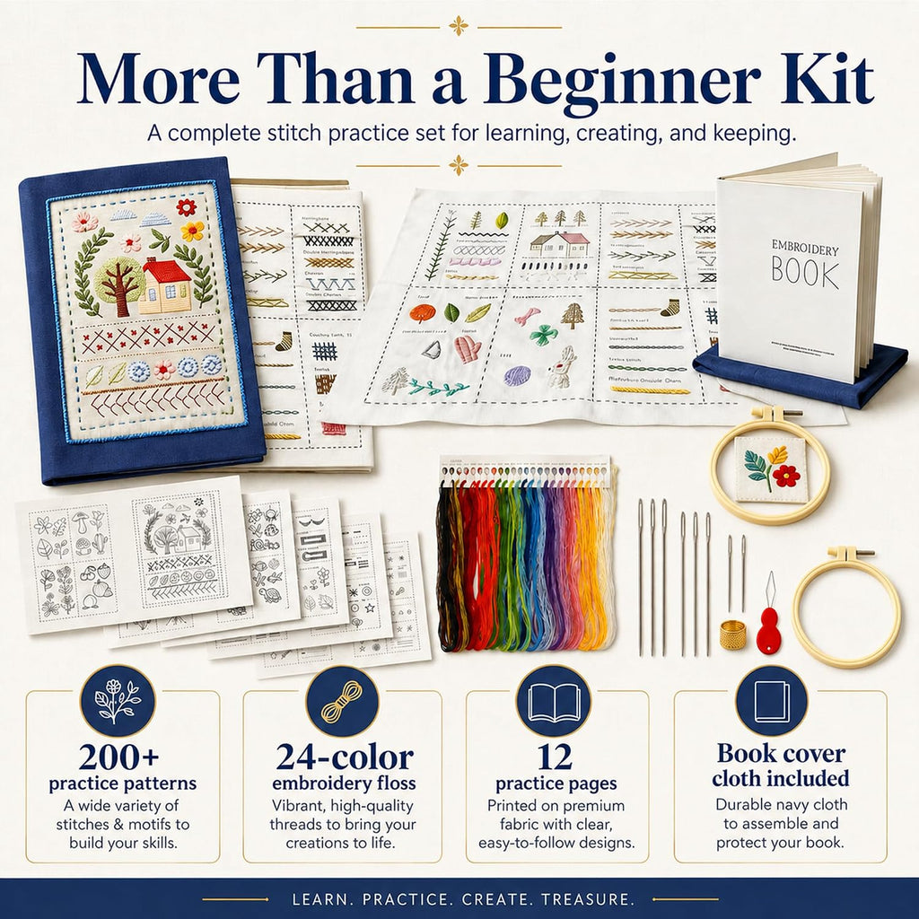 Zhenqing Embroidery Stitch Kit for Beginners, Stitch Practice Sampler