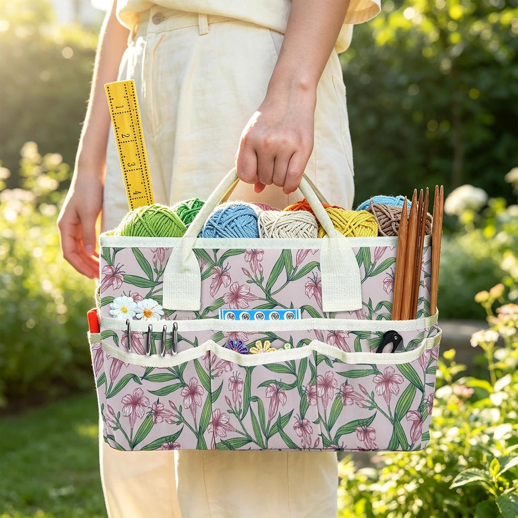 Craft Organizer Tote Bag, Large Art Storage Caddy with Multiple