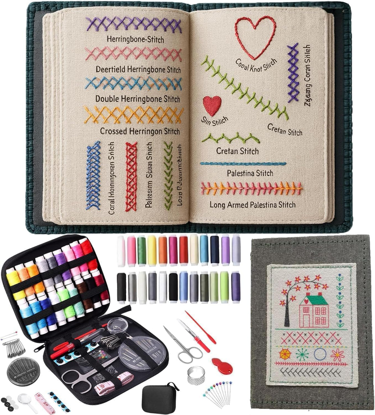 MysSpie New Upgraded Embroidery Stitch Book Kit, 106 Patterns with