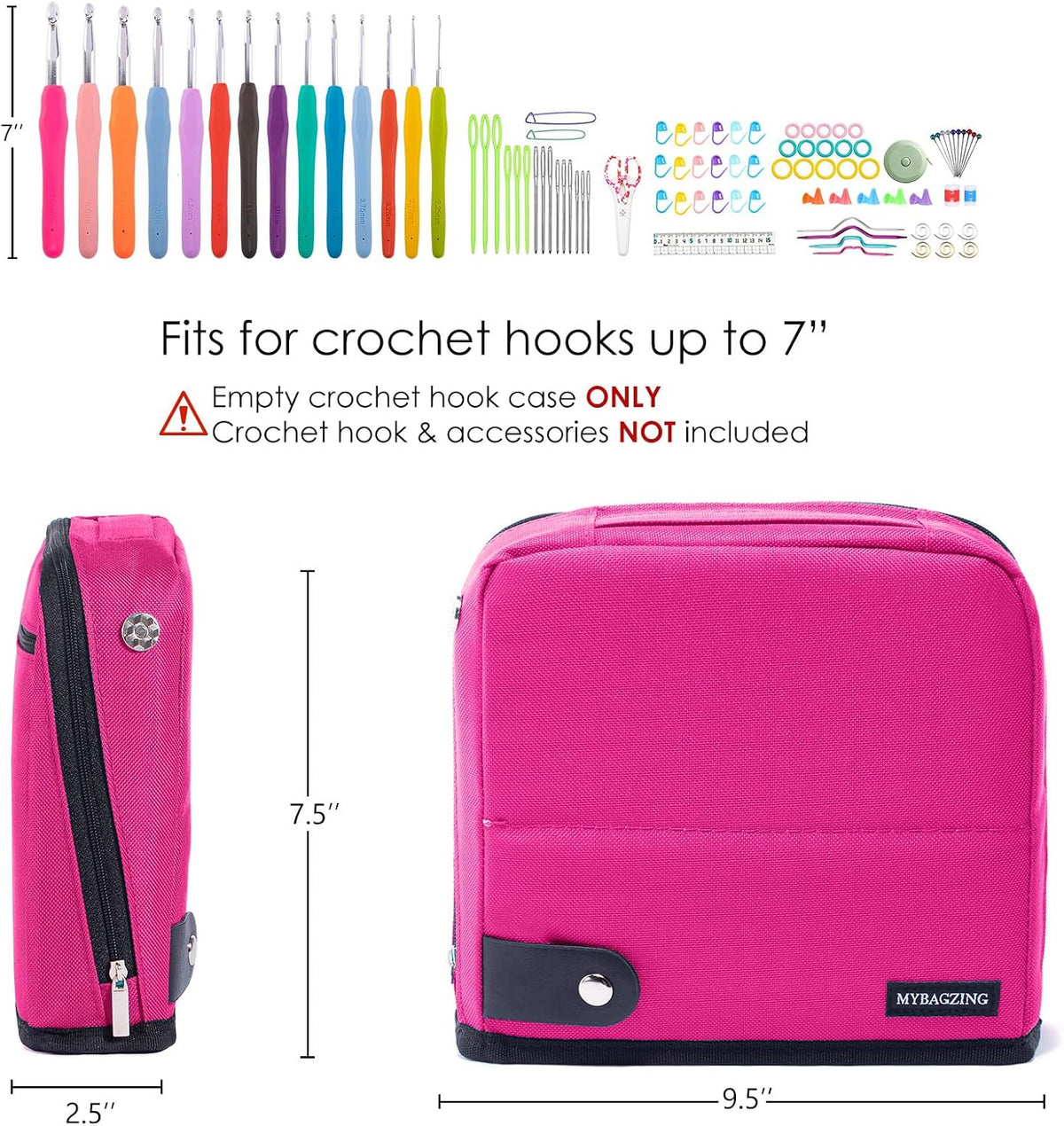 Crochet Hook Case, Stand-Up Crochet Hook Organizer for Hooks up to 7"