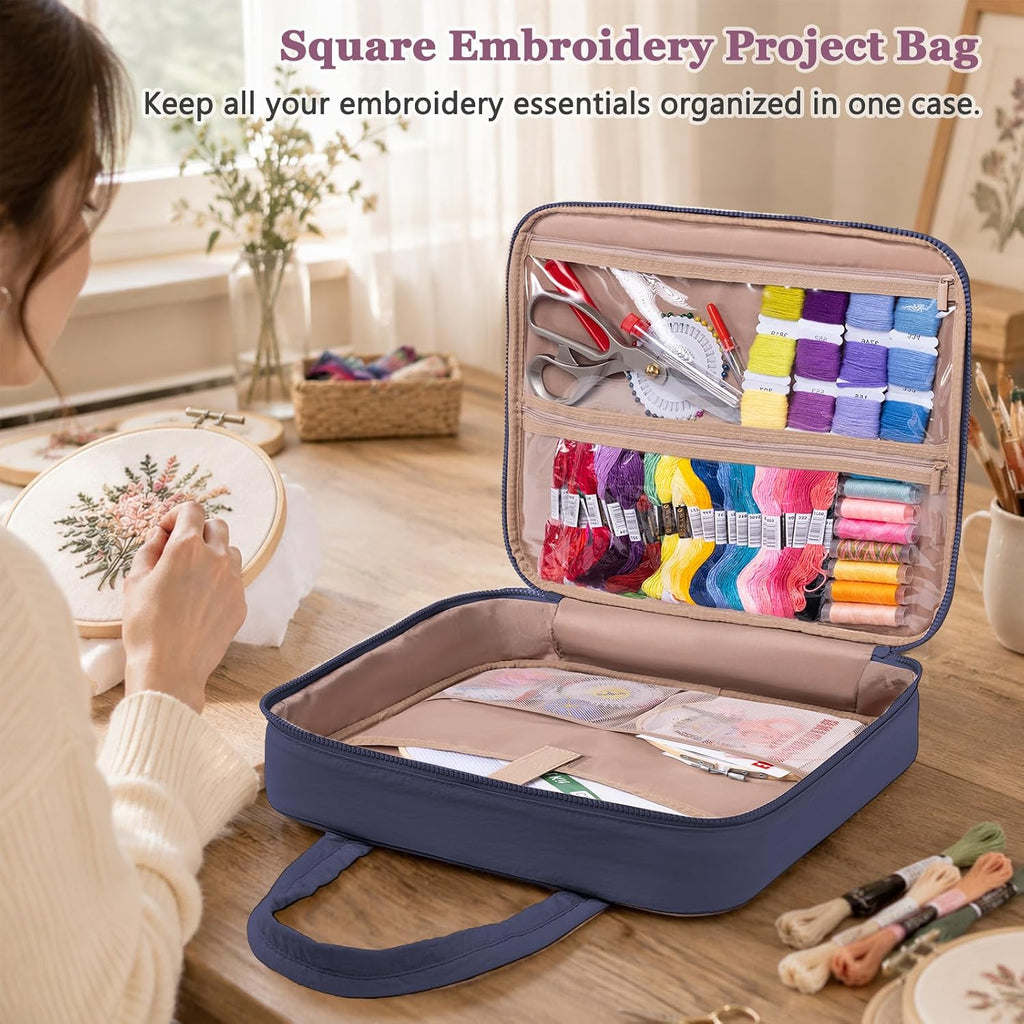 MYBAGZING Embroidery Bag Organizer,Cross Stitch Project Bag w/Hoop