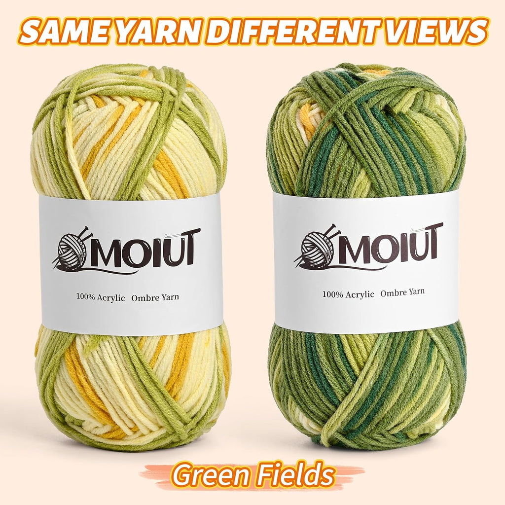 3 Pack Fluffy Variegated Yarn for Crocheting - 100% Acrylic Worsted