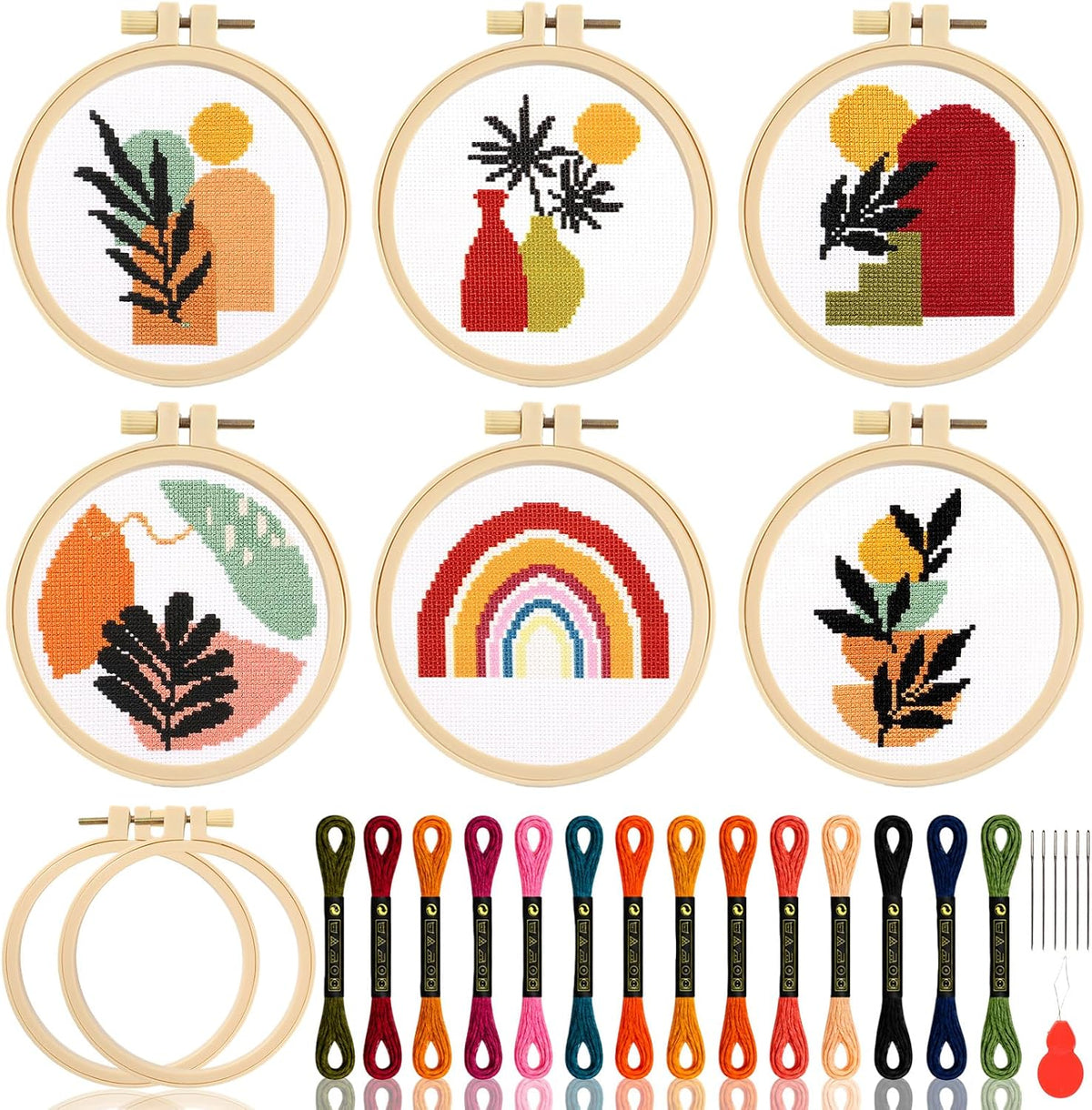 ZOIIWA 6PCS Boho Embroidery Kit for Beginners Adults Summer Cross