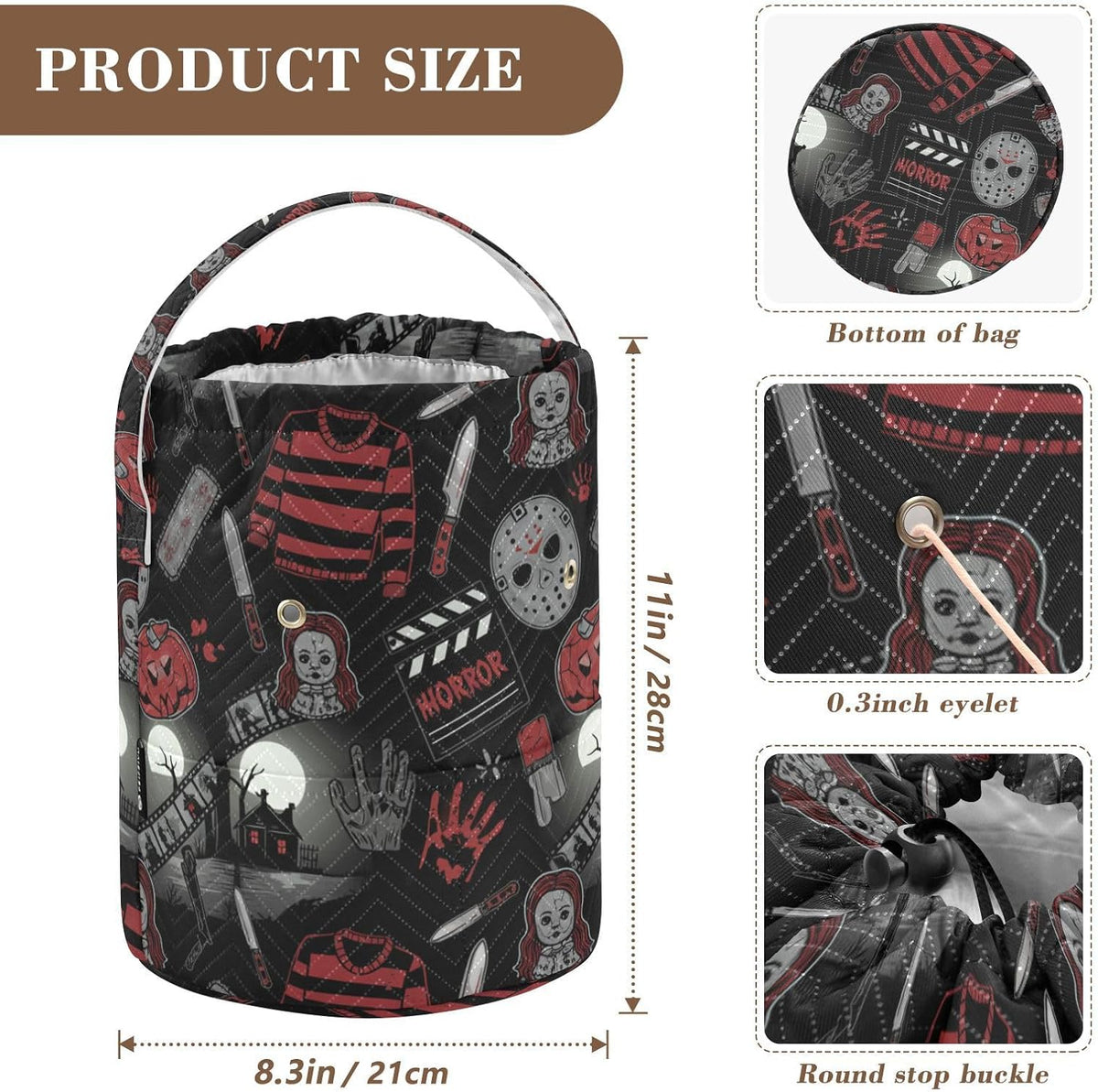 Horror Movie Elements Seamless Pattern Crochet Bag Crochet Organizer