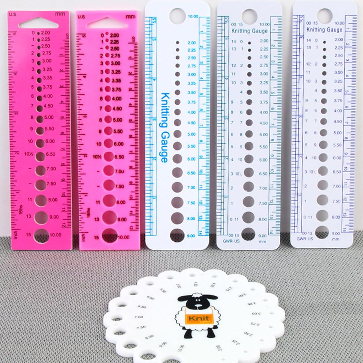 Knitting Needle Gauge Ruler, Thickened Ruler, B