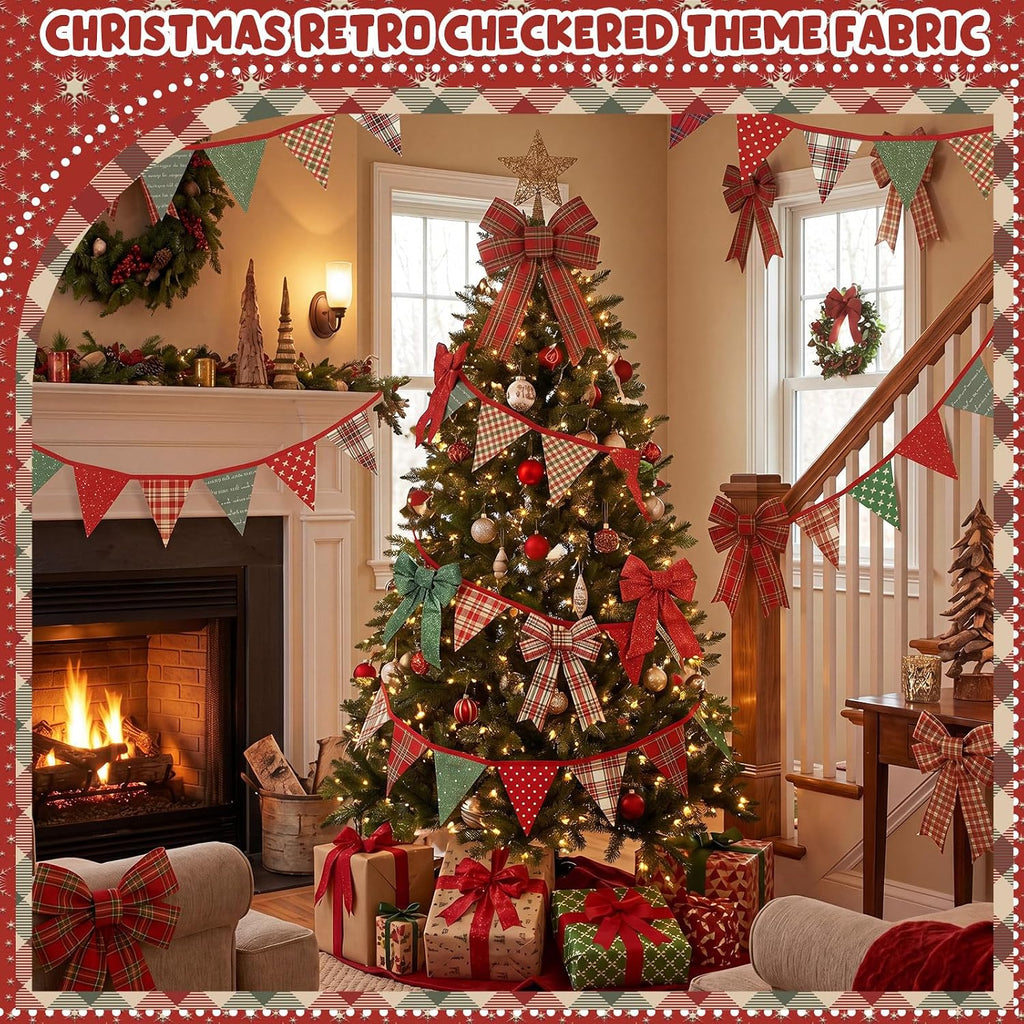 FuWeave 60 Pcs 10''x10'' Vintage Christmas Plaid Quilting Fabric