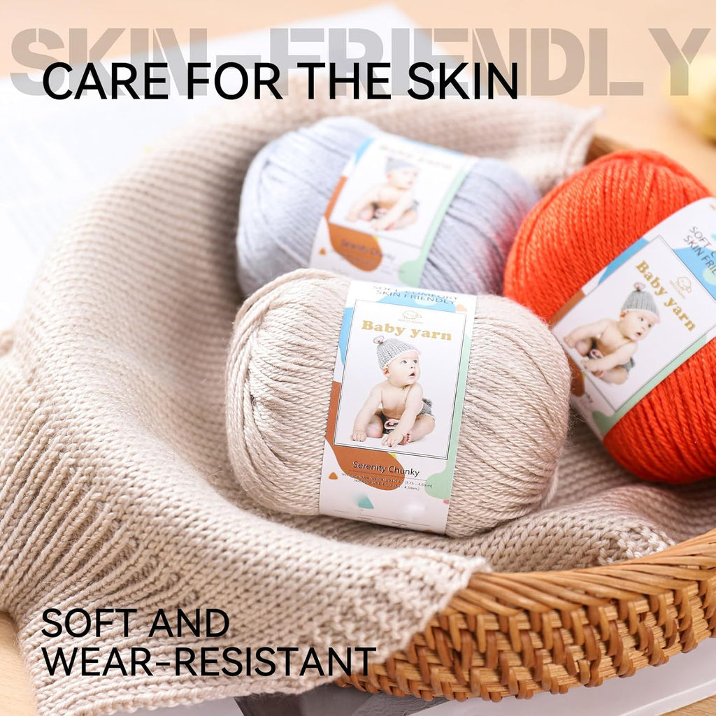 Baby Knitted Yarn - Merino Wool 10%, Cotton 40%, Nylon 50% Blended