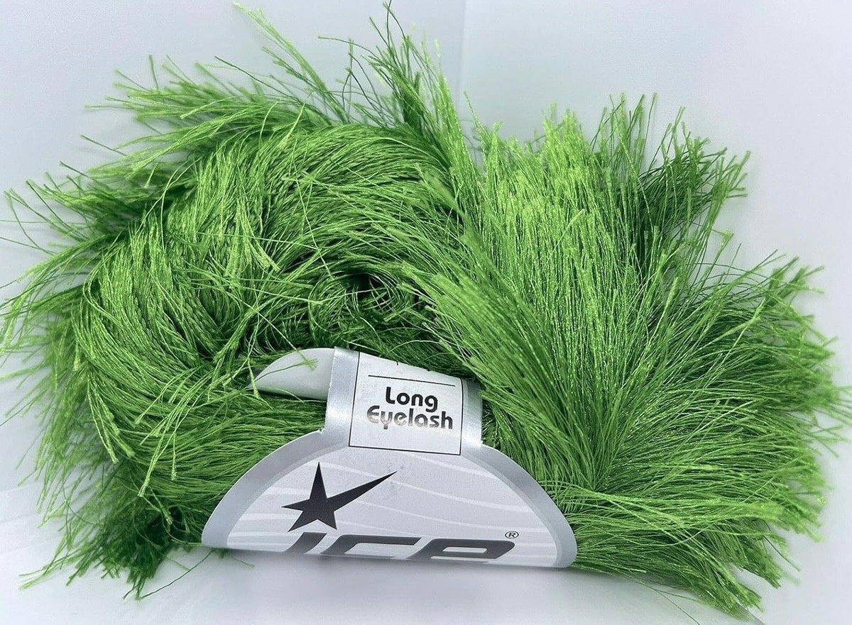 Grass Green Extra Long Eyelash Yarn Ice Luxurious Fun Fur 50gr 38yds