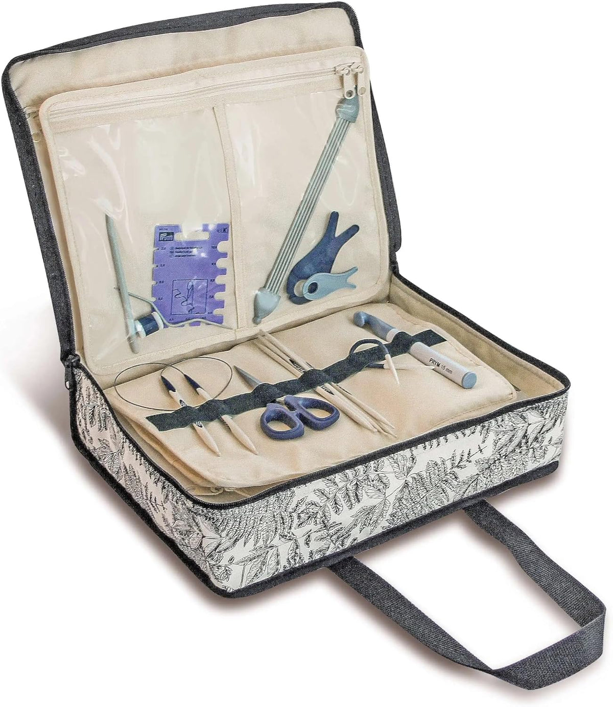 Prym All-in-One Craft Organizer Bag, Monochrome Leaves