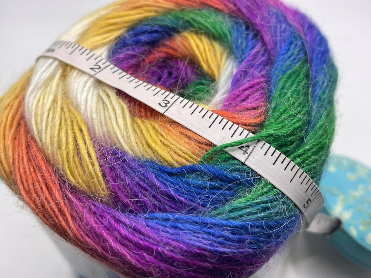 Green, Blue, Purple, Orange, Gold, White Cake Alpaca Fine - Alpaca