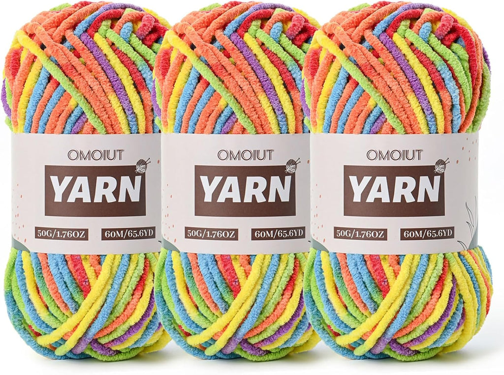 3 Packs Plush Chenille Chunky Crochet Yarn - Baby Yarn for Crocheting
