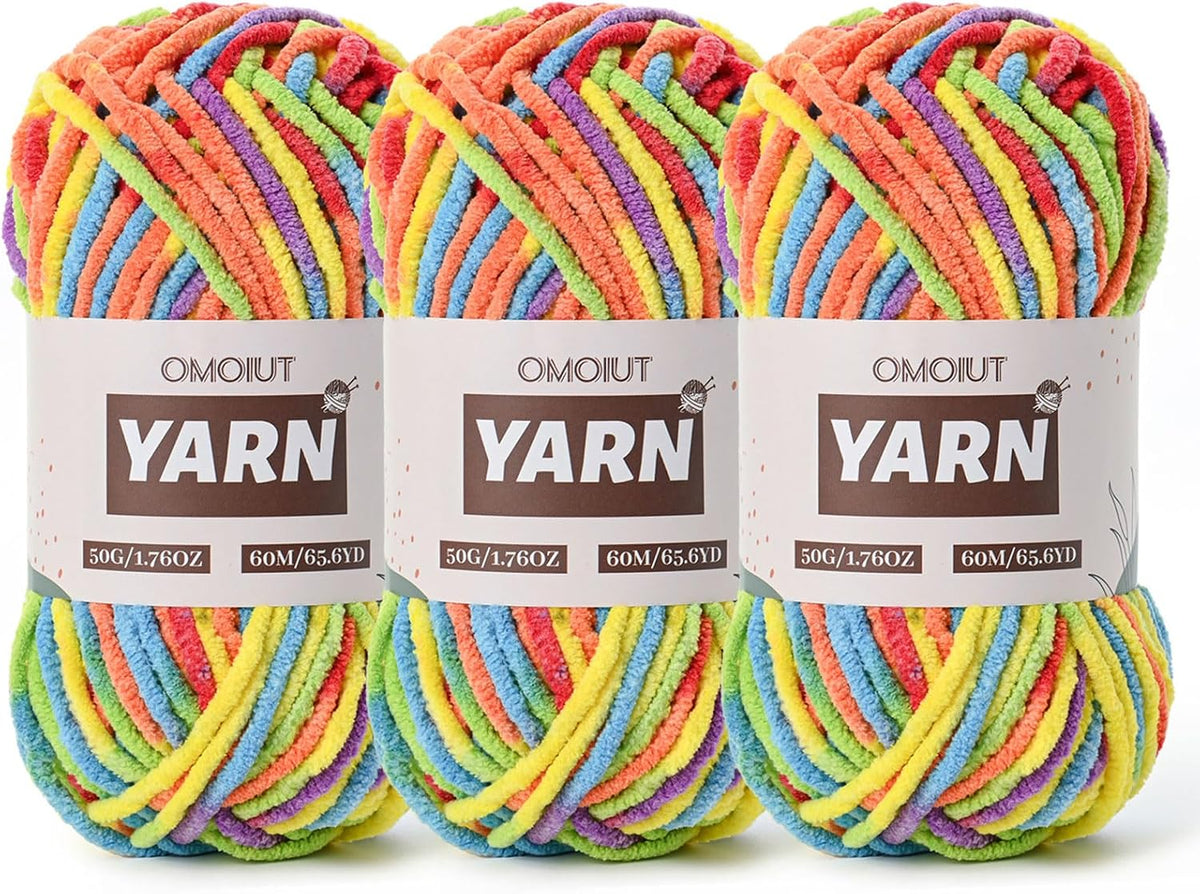 3 Packs Plush Chenille Chunky Crochet Yarn - Baby Yarn for Crocheting