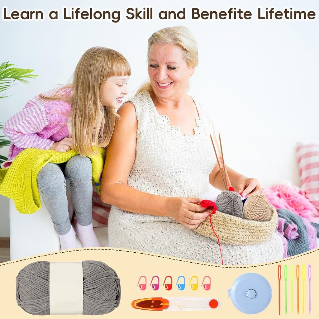 GliCraft Hat Knitting Kit for Beginners with Yarn Needles Pom,Warm