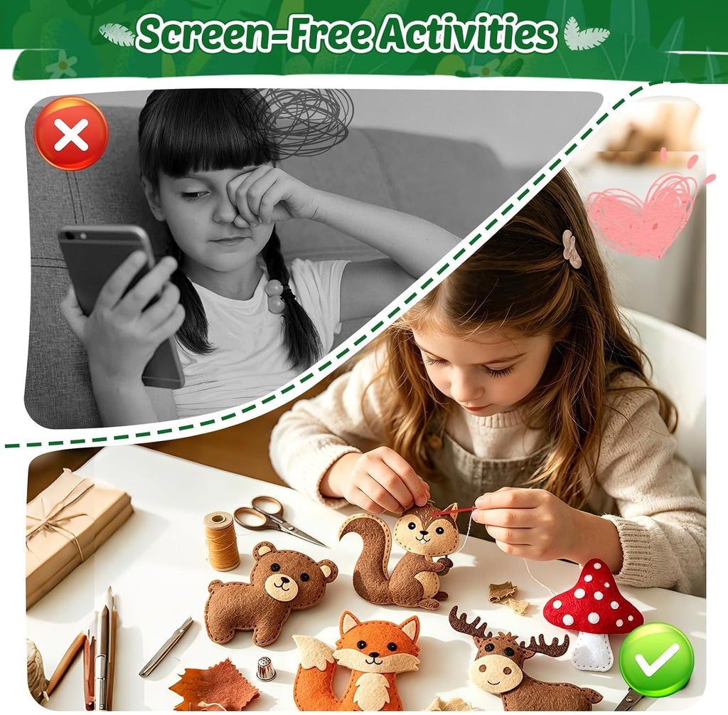 CiyvoLyeen Woodland Animal Sewing Kit for Ages 8-12 Felt Sewing Craft