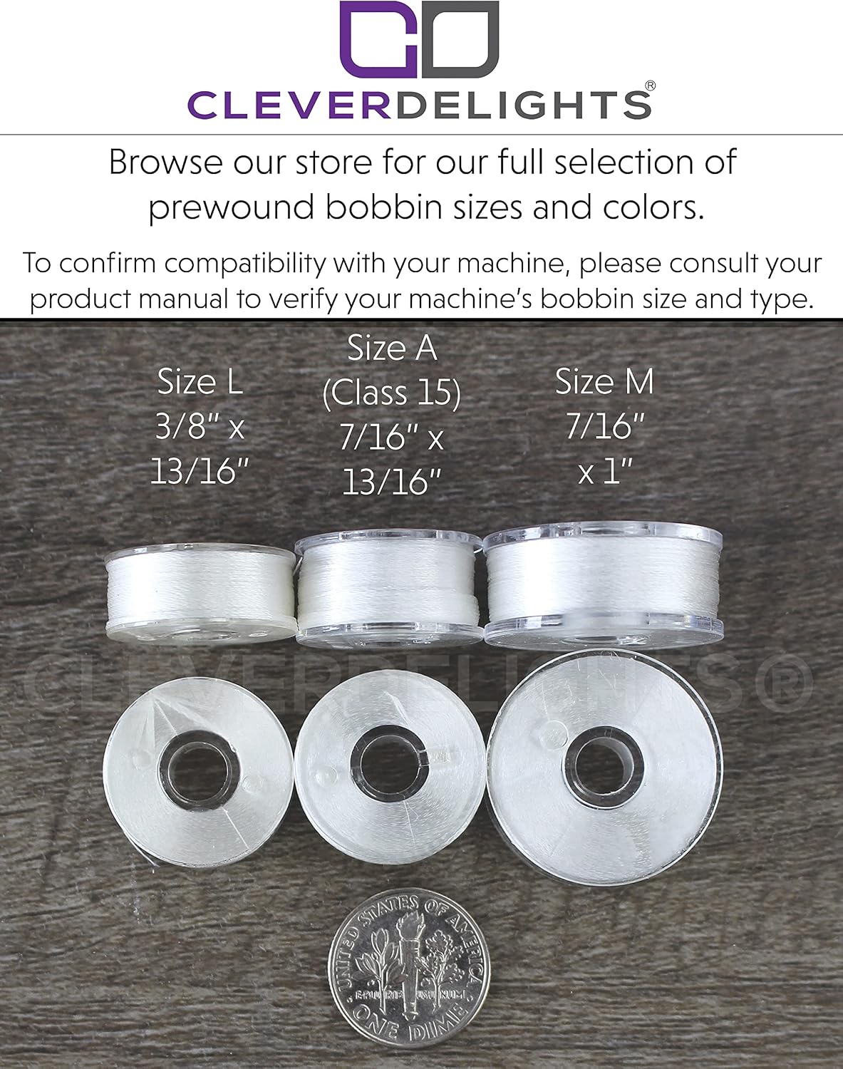 CleverDelights 25 Color Prewound Bobbins Set - Size A (Class 15)