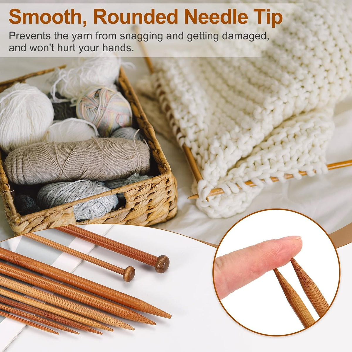 HARFINGTON 2Pcs Single Pointed Knitting Needles Size US 1 (2.25mm) 16"