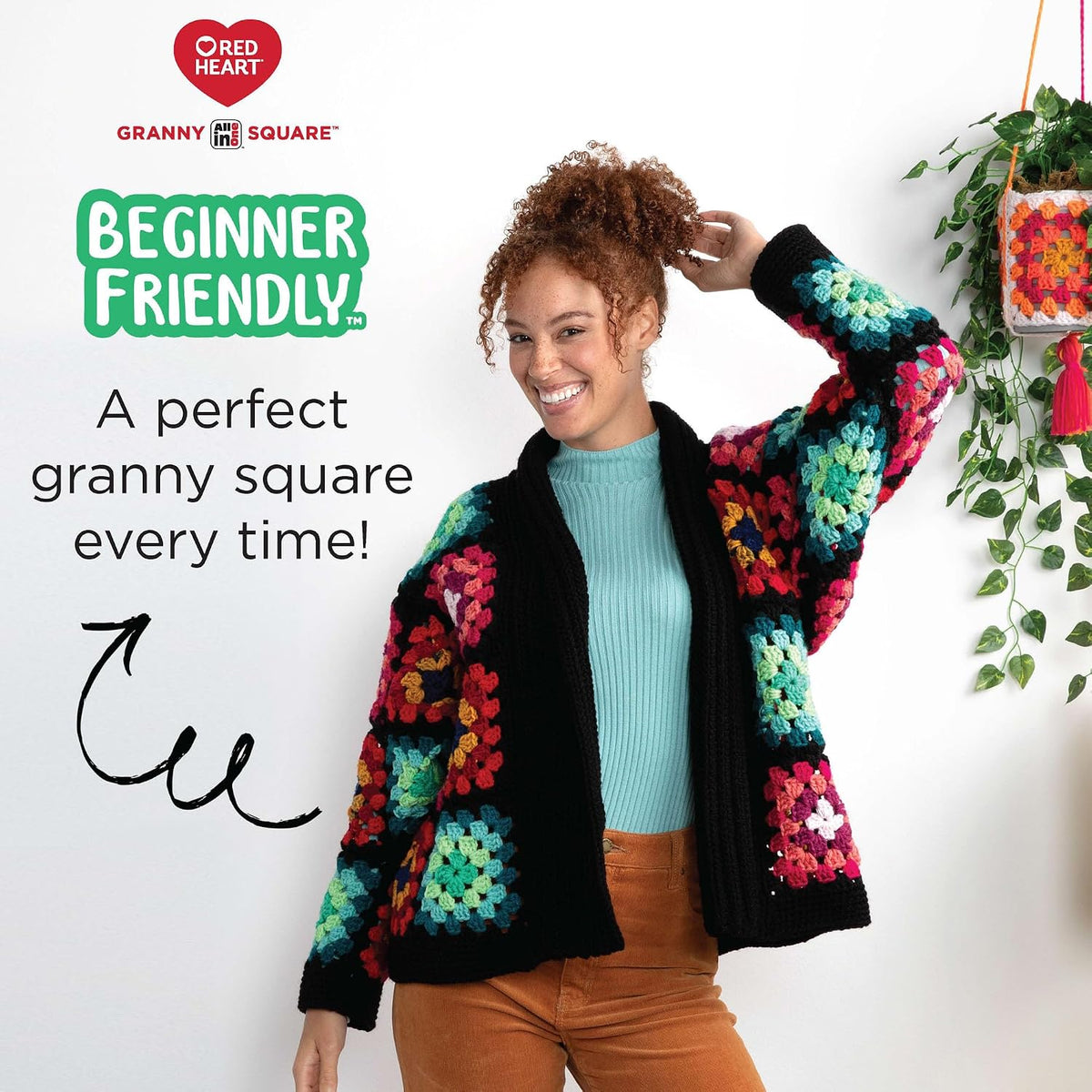 Red Heart Granny Square Crochet Yarn, Aran-Lily Pad, 3-Pack