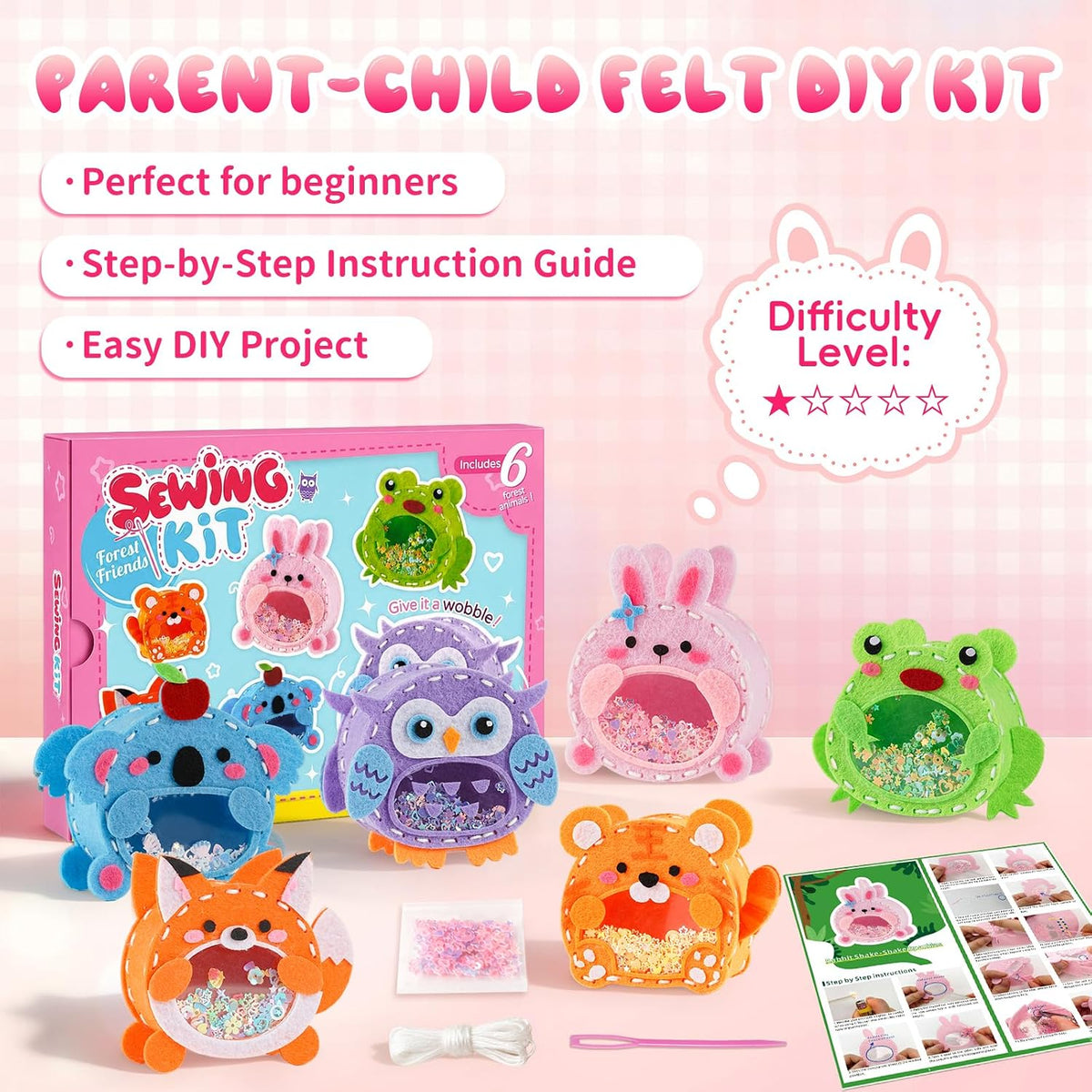 Gipony Sewing Kit for Kids Ages 6-12, Kids Sewing Kit with 6 DIY
