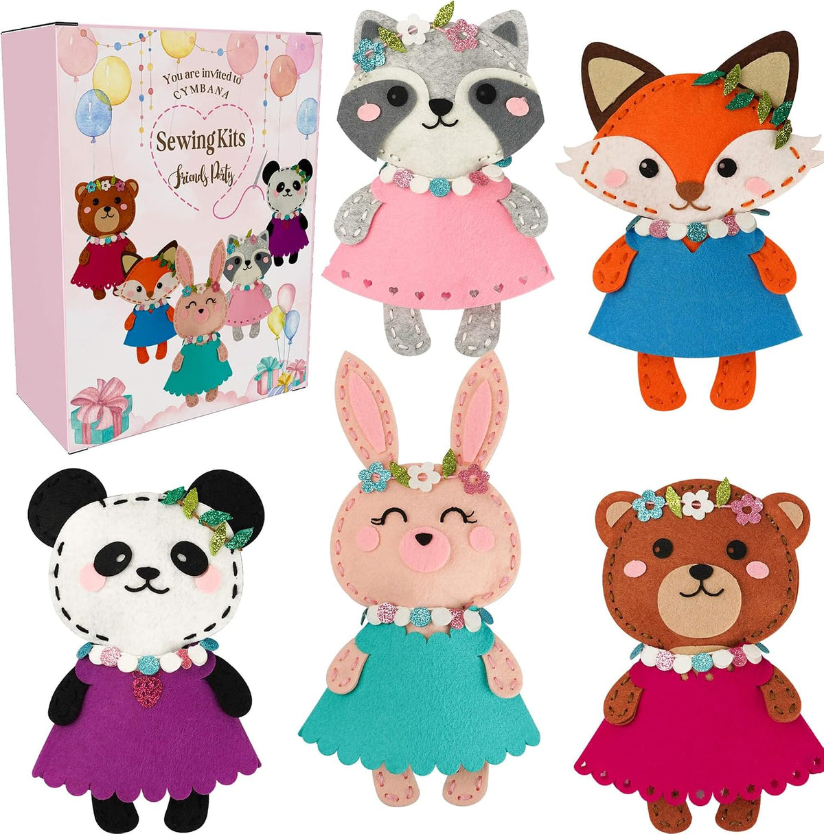 Cymbana Sewing Kit for Kids, Make a Friend 5 Felt Kids Sewing Crafts