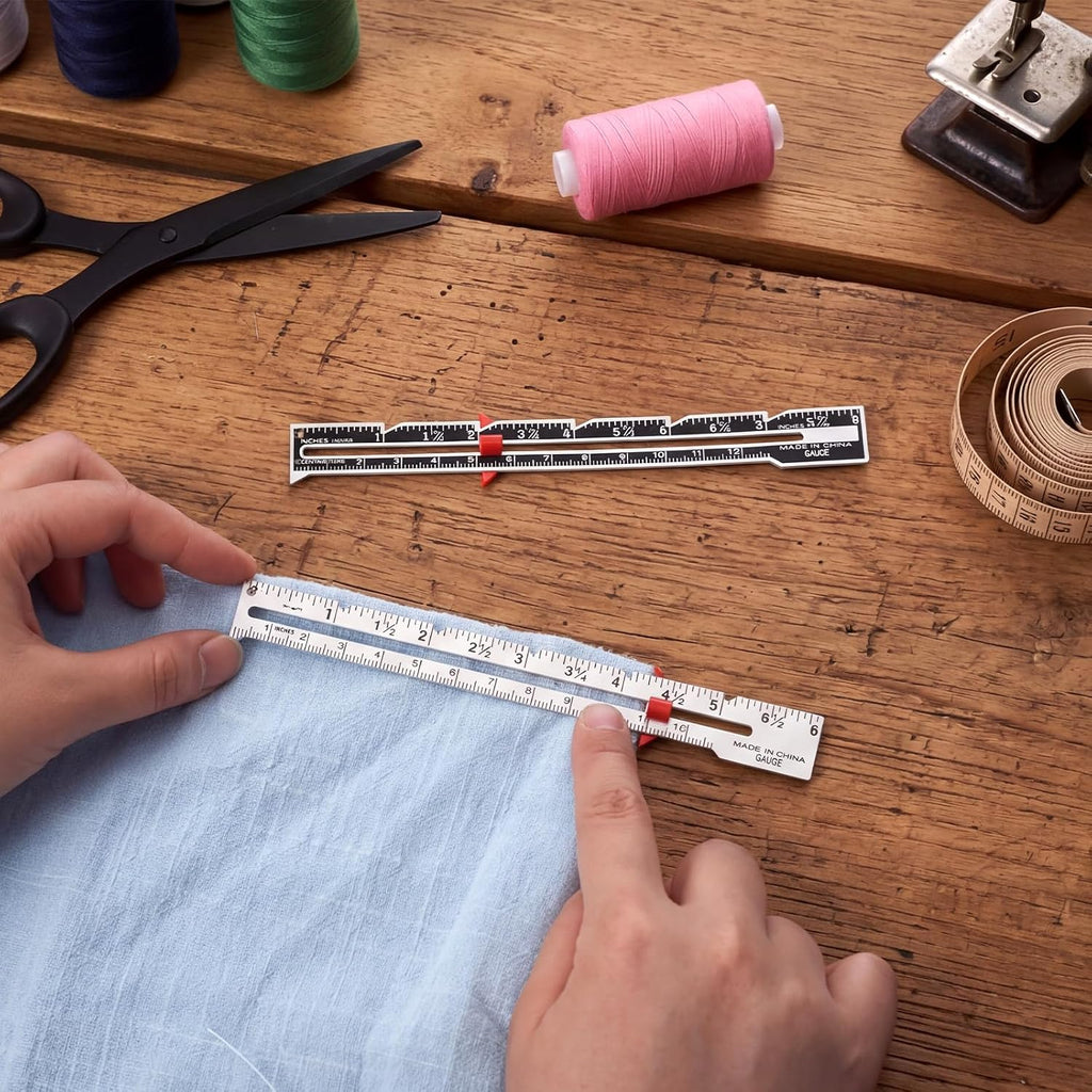 2Pcs Seam Gauge Hem Gauge for Sewing