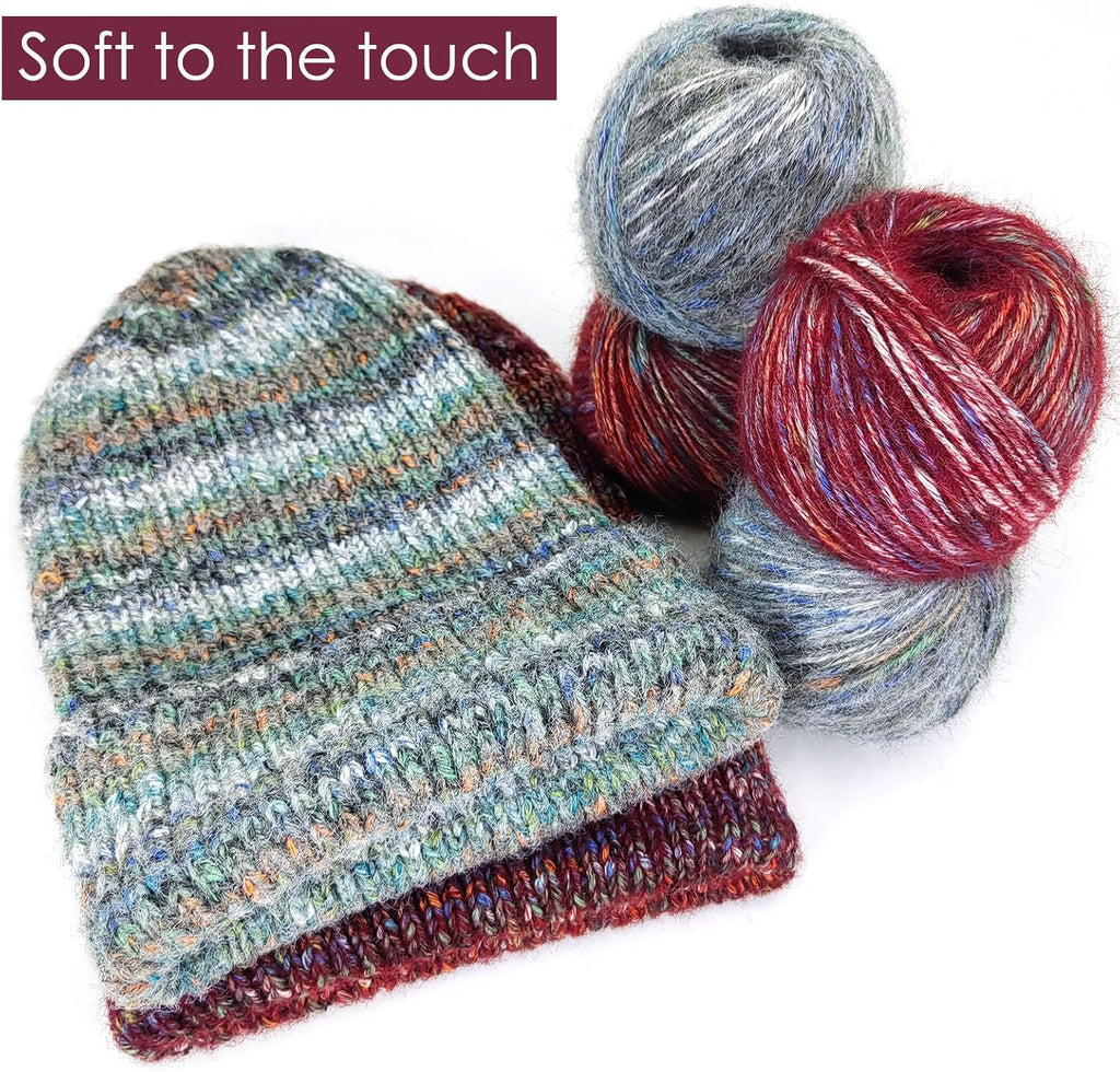 Luxury Variegated Wool Blended Yarn, 60% Polyester 20% Acrylic 10%