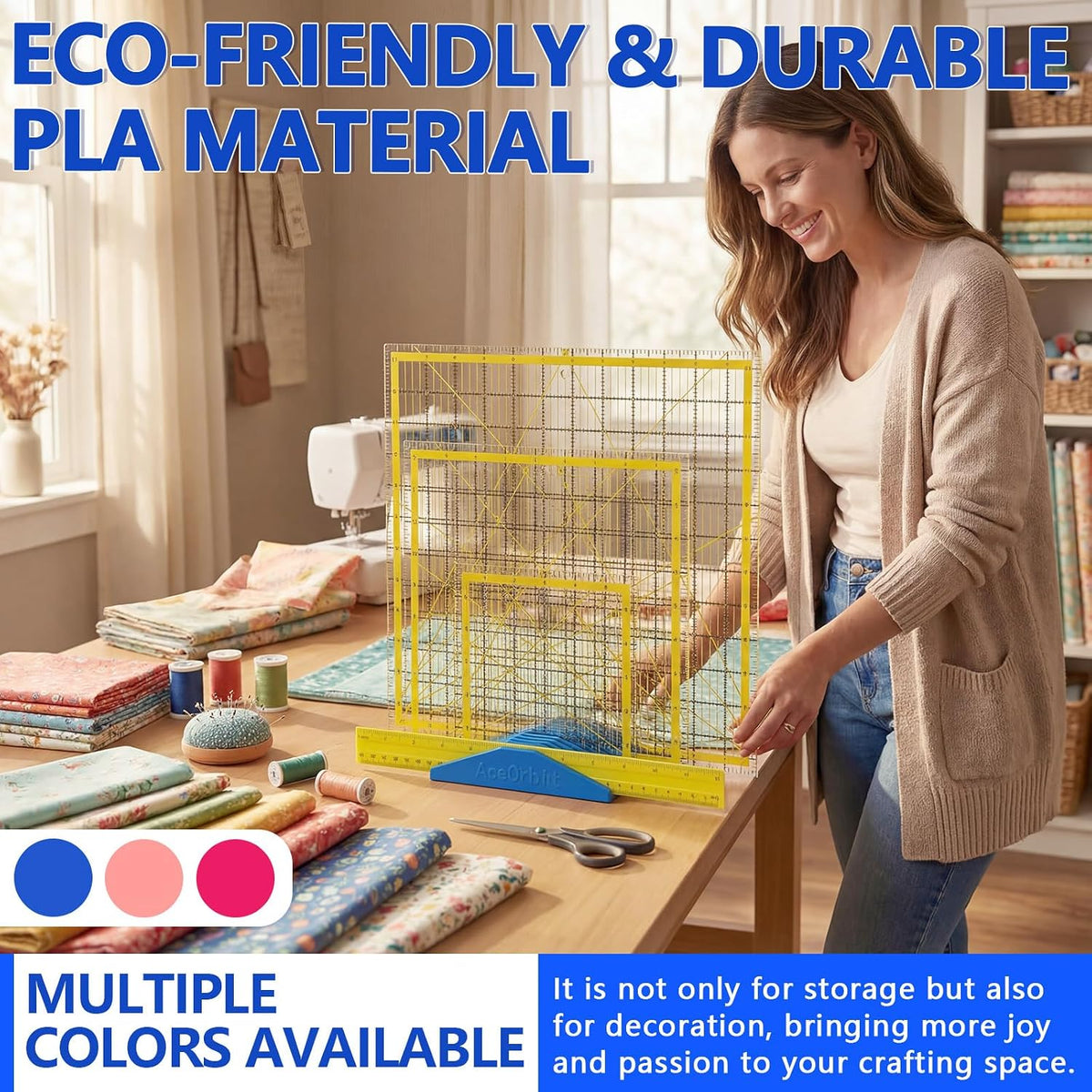 Aceorbit 12 Slot Quilting Rulers Rack Storage, Desktop Sewing Ruler