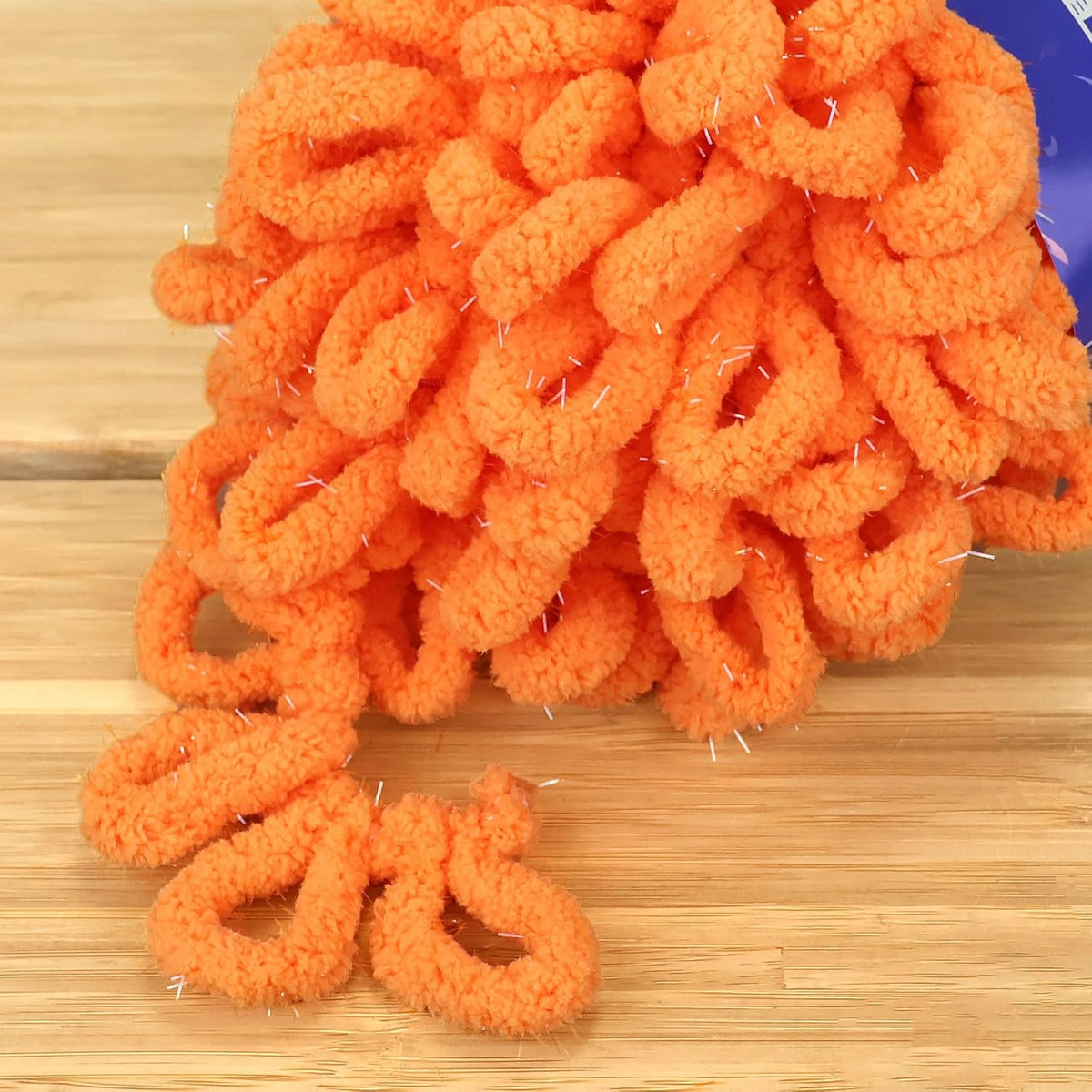 JubileeYarn Fun Finger Sparkle Loops Yarn - Orange Peel - 3 Skeins