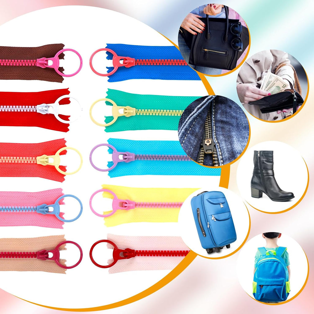 20Pcs Nylon Resin Zippers, Sewing Zippers with Ring Pulls,Plastic