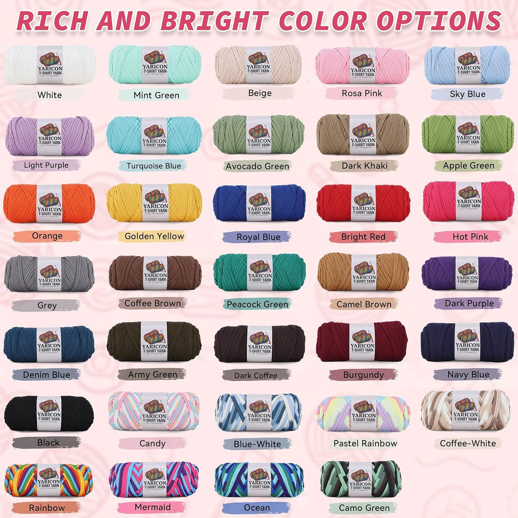 4 Pack Tshirt Yarn for Crochet,Soft Elastic Fabric Thick T Shirt