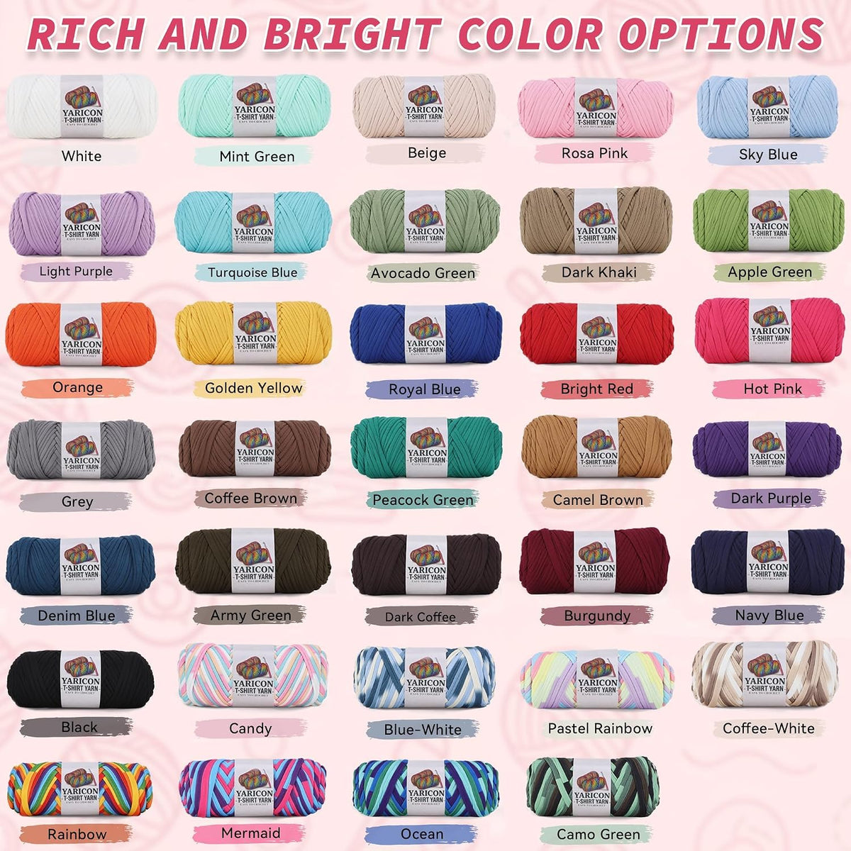 4 Pack Tshirt Yarn for Crochet,Soft Elastic Fabric Thick T Shirt