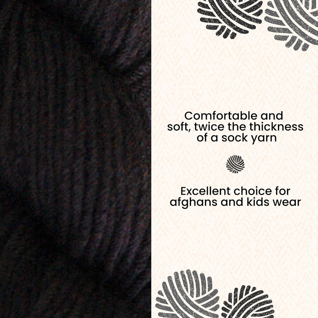 HiKoo Simplicity DK Yarn, Merino, Wool, Acrylic, Nylon, 117 yd, #002