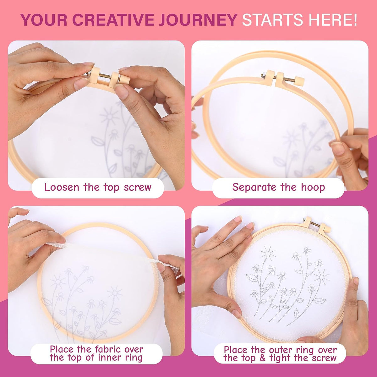 Clear Background Embroidery Kit for Beginners – DIY Hand Embroidery