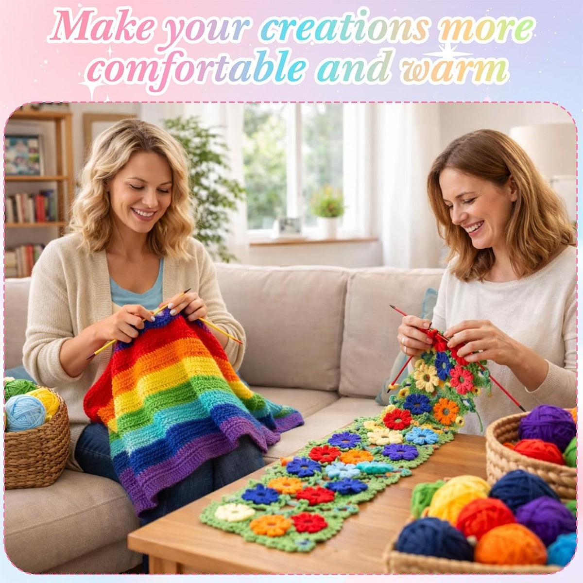 Buryeah 8 Pack #5 Skinny Chenille Yarn for Hand Knitting Rainbow