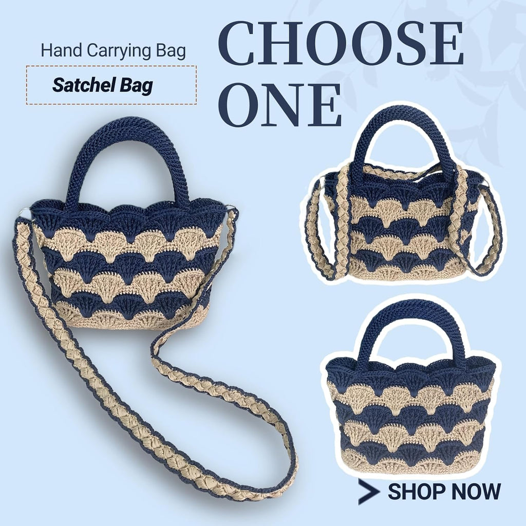 SHENJILL Tote Bag Crochet Kit for Beginners Two Color Crochet Kit with
