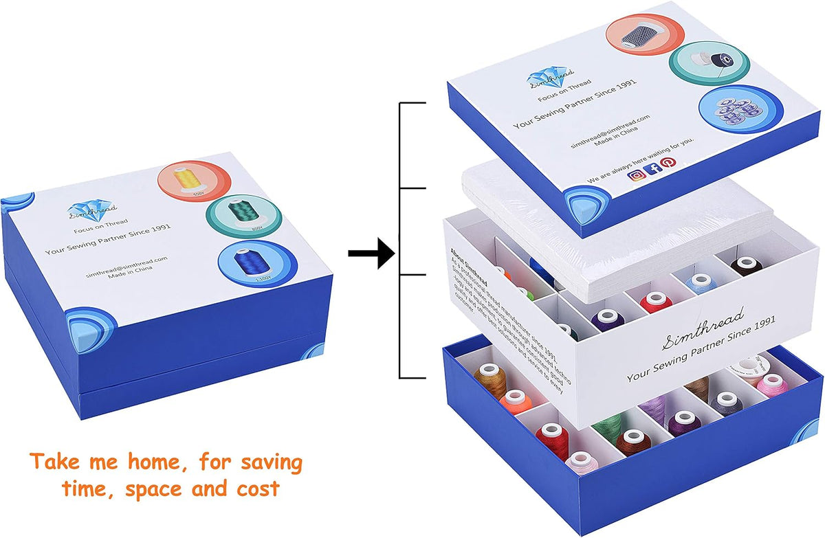 Simthread Embroidery Thread and Tear Away Stabilizers Gift Box - 42