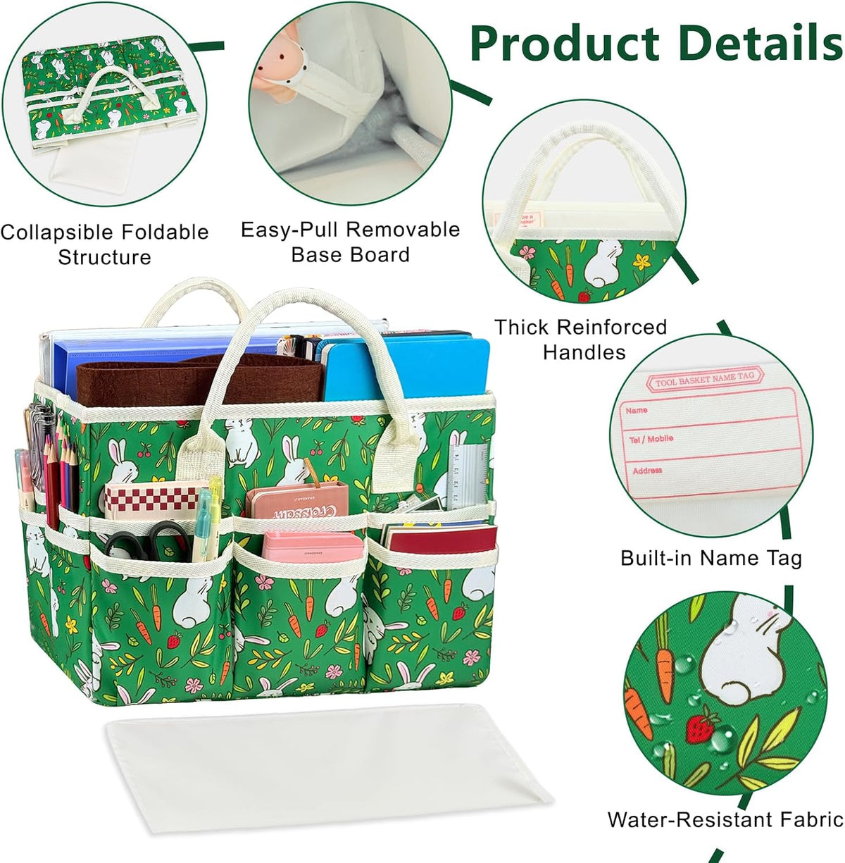 Craft Organizer Tote Bag, Large Art Storage Caddy with Multiple