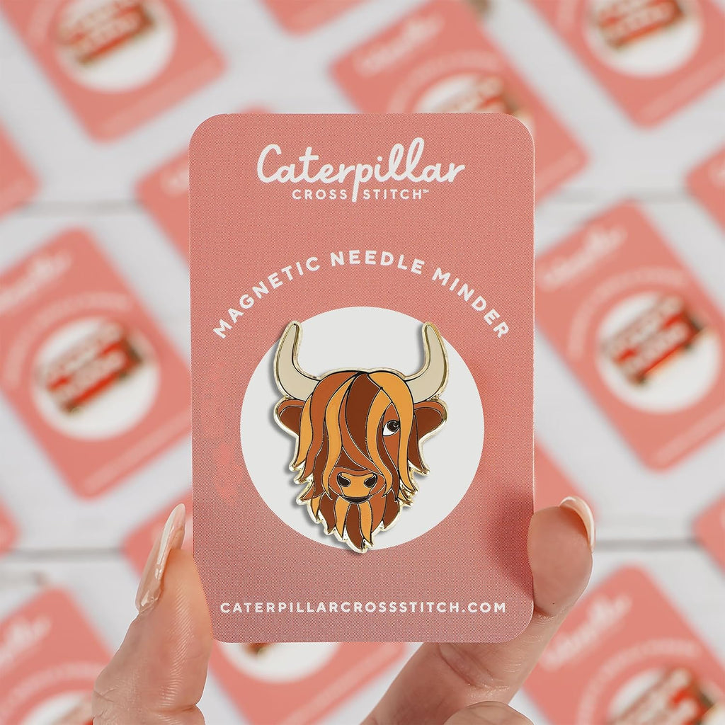 Caterpillar Cross Stitch Needle Minder - Highland Cow for Cross